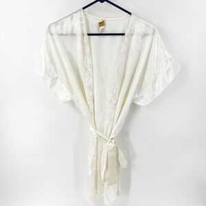 ✅ VICTORIA'S SECRET VINTAGE GOLD LABEL WHITE/BRIDAL SATIN ROBE WITH TIE SIZE MED